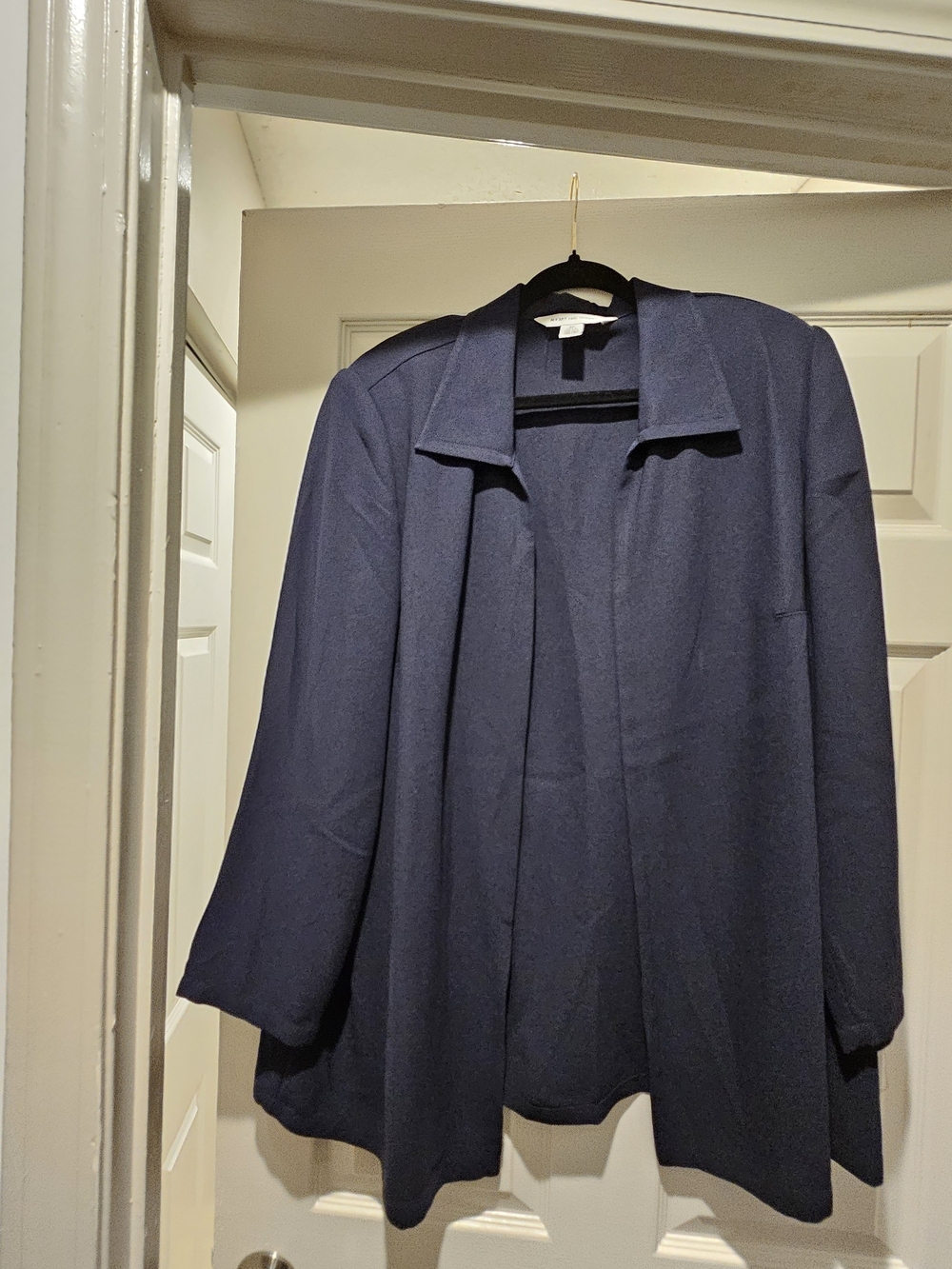 August Max Navy Open-Front Blazer Jacket